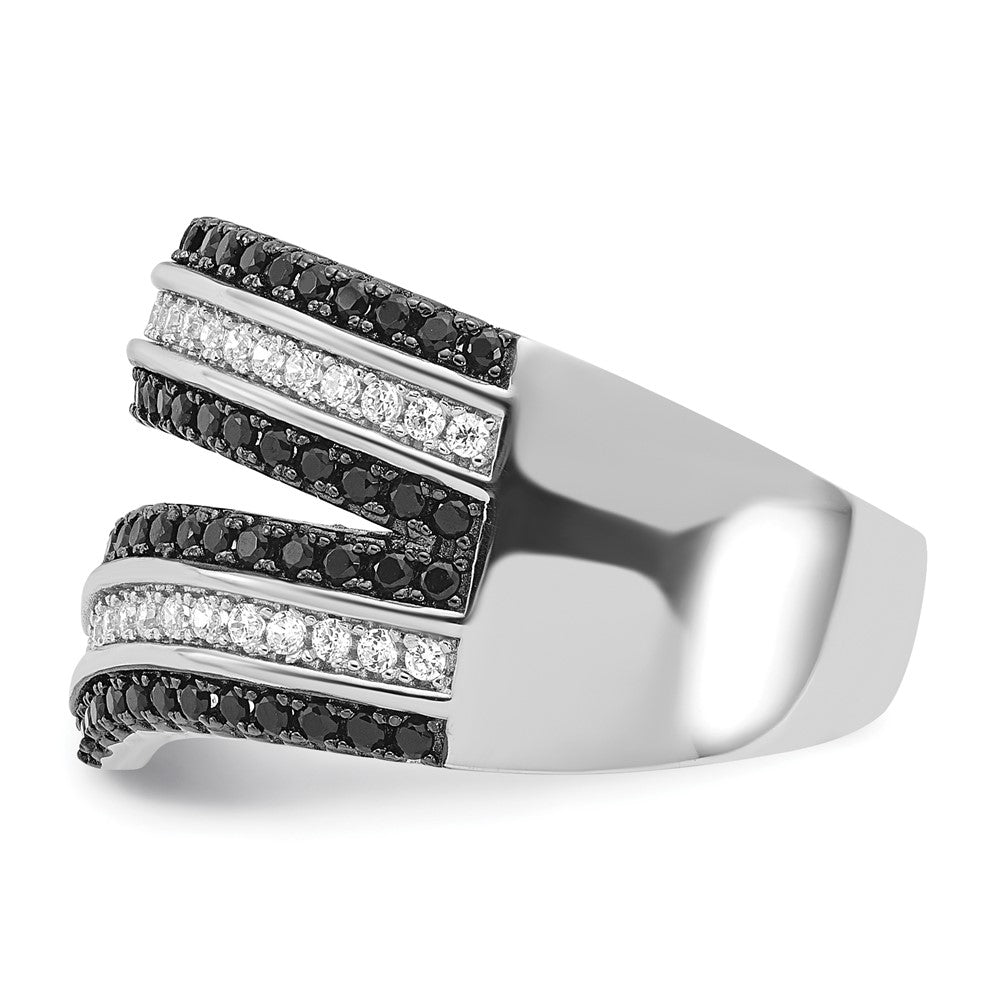 Sterlingsilber Schwarz & Klar Zirkonia True Feuer Ring
