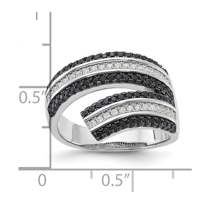 Sterlingsilber Schwarz & Klar Zirkonia True Feuer Ring