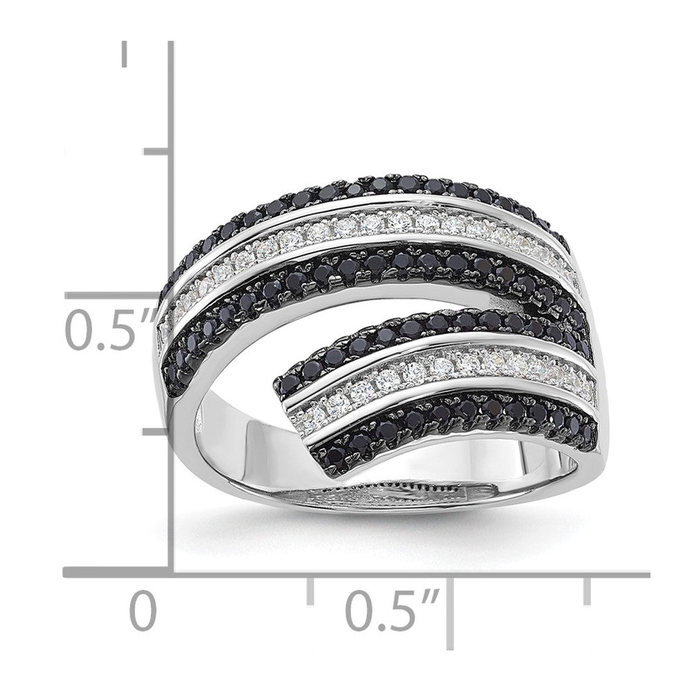 Sterlingsilber Schwarz & Klar Zirkonia True Feuer Ring