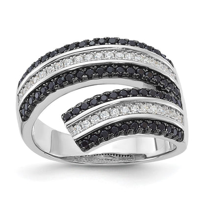 Sterlingsilber Schwarz & Klar Zirkonia True Feuer Ring