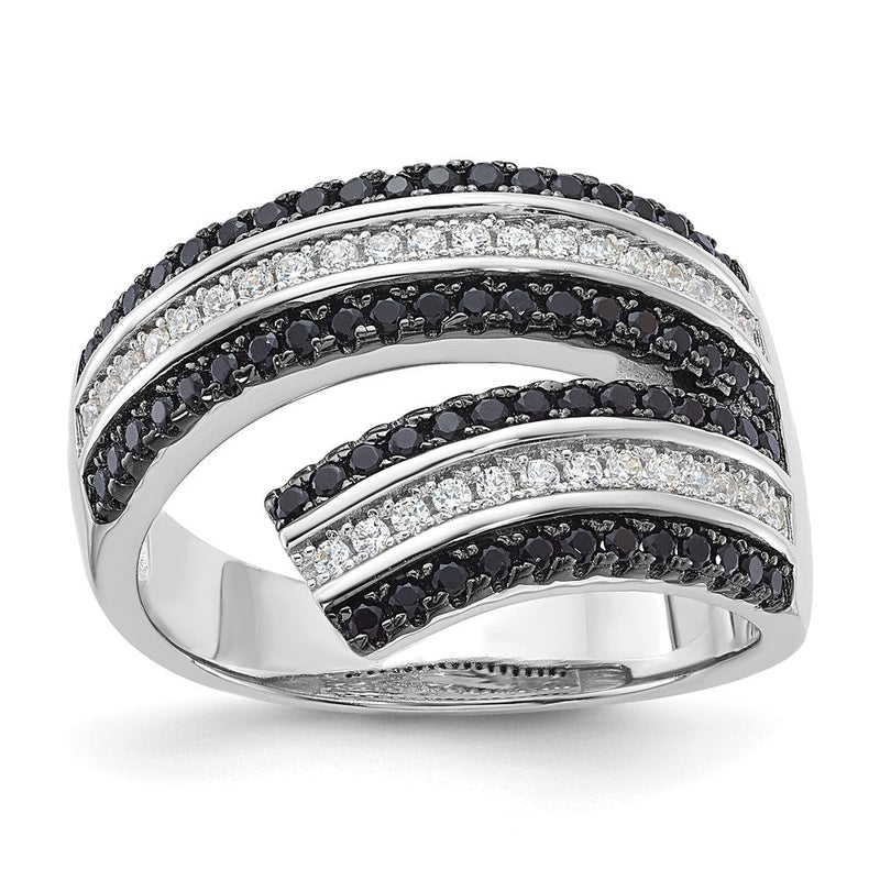 Sterlingsilber Schwarz & Klar Zirkonia True Feuer Ring