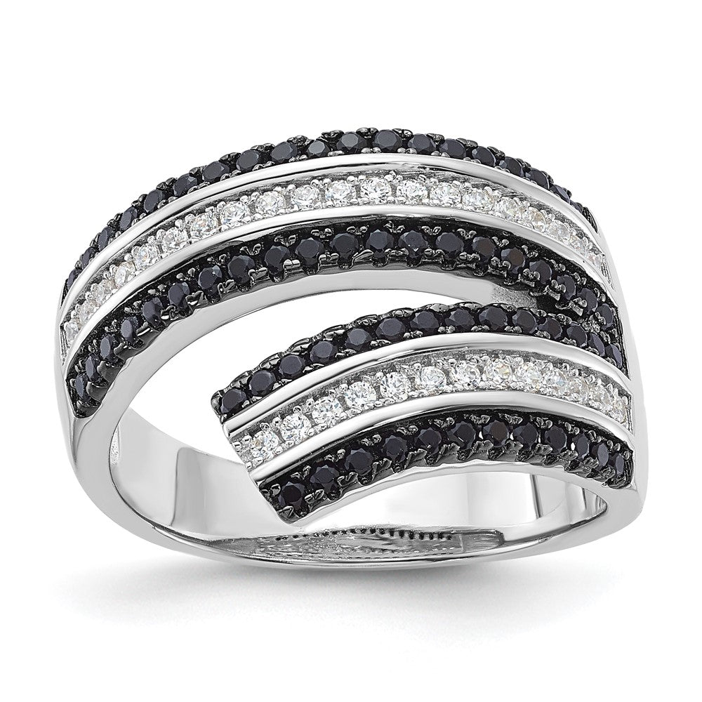 Sterlingsilber Schwarz & Klar Zirkonia True Feuer Ring