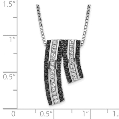 Sterlingsilber Schwarz & Klar Zirkonia True Feuer Halskette