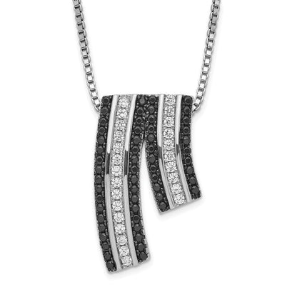 Sterlingsilber Schwarz & Klar Zirkonia True Feuer Halskette