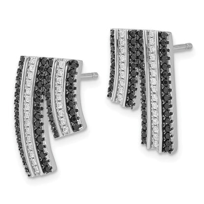 Sterlingsilber True Feuer Schwarz & Klar Zirkonia Ohrstecker