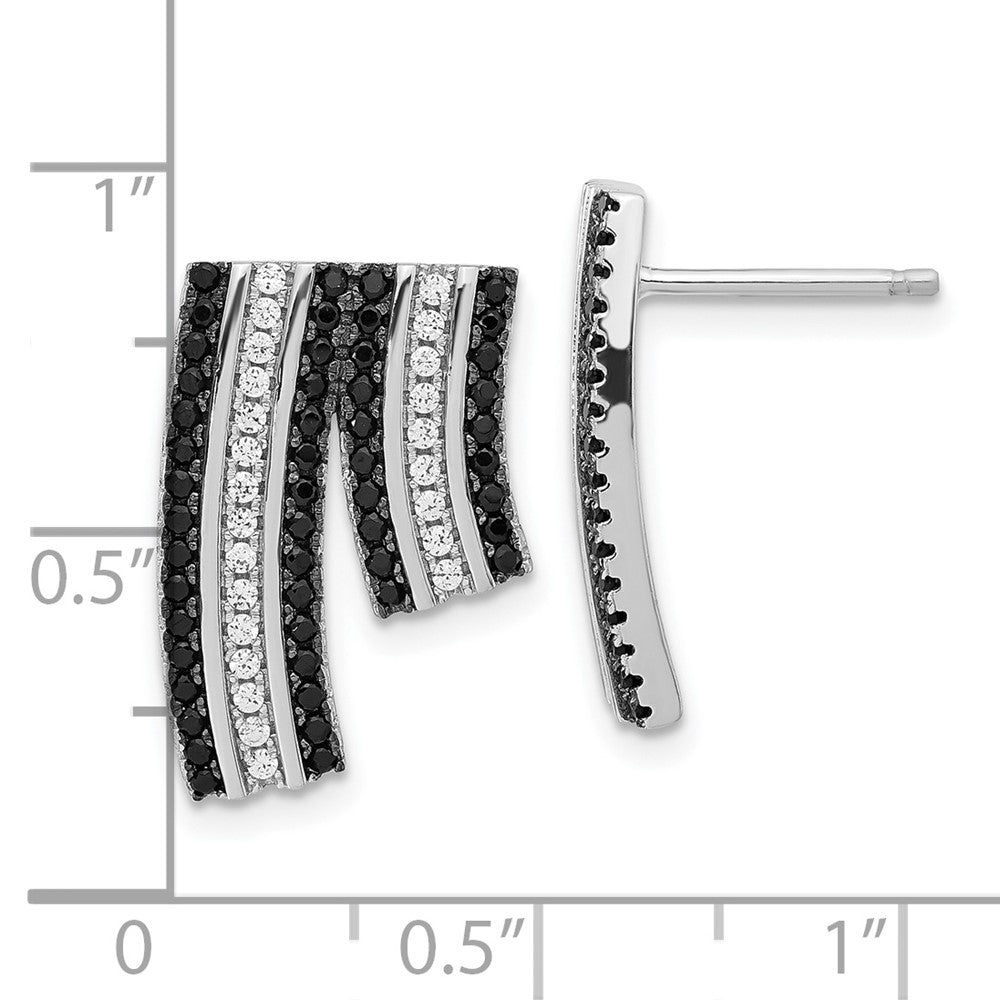 Sterlingsilber True Feuer Schwarz & Klar Zirkonia Ohrstecker