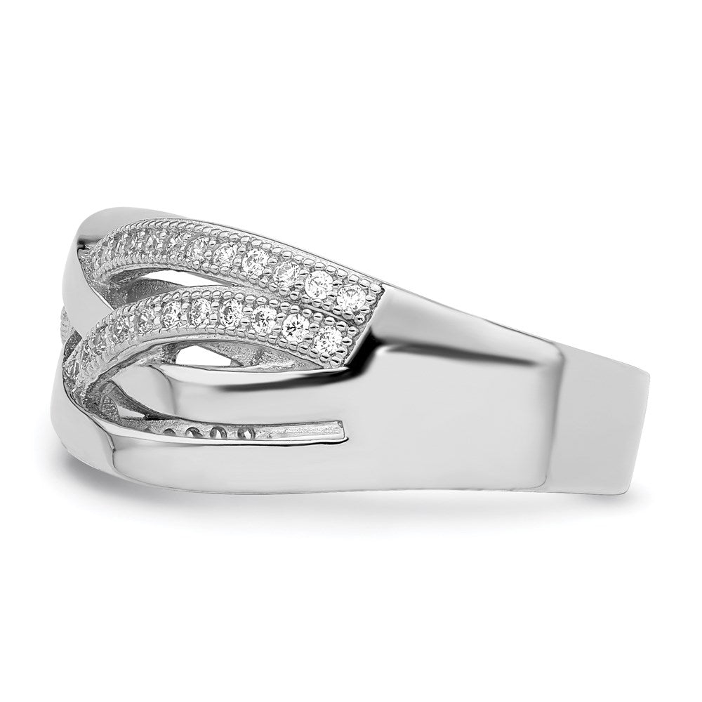 Sterlingsilber Brillant Glut Rhodiniert 44 Stein Mikro Pavé Zirkonia Poliert Ring