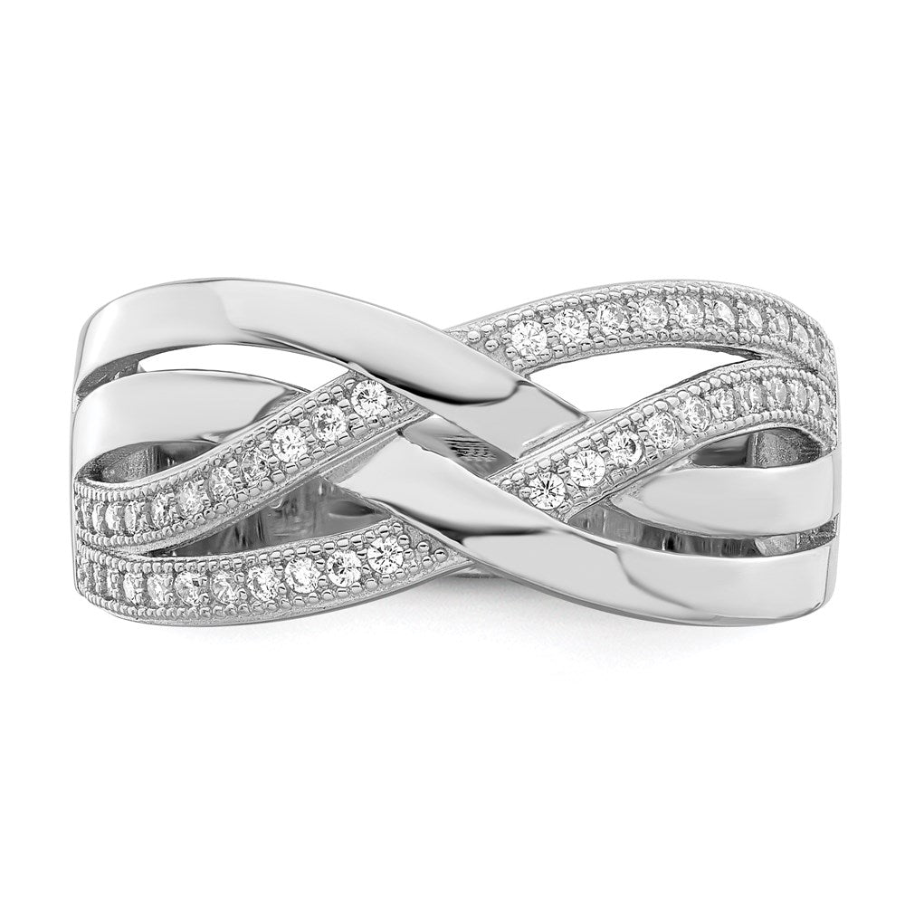 Sterlingsilber Brillant Glut Rhodiniert 44 Stein Mikro Pavé Zirkonia Poliert Ring