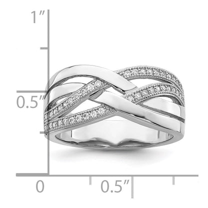 Sterlingsilber Brillant Glut Rhodiniert 44 Stein Mikro Pavé Zirkonia Poliert Ring