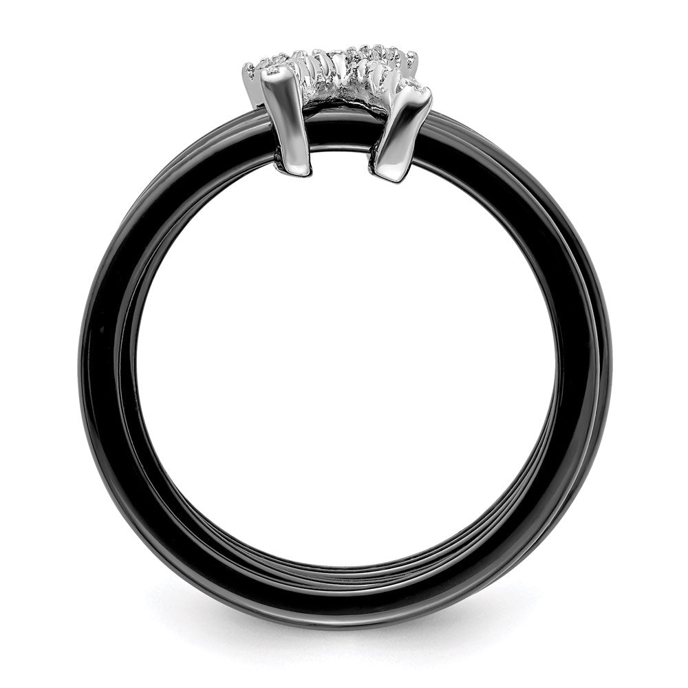 Sterlingsilber Brillant Glut Rhodiniert 17 Stein Mikro Pavé Zirkonia X Keramik Ring