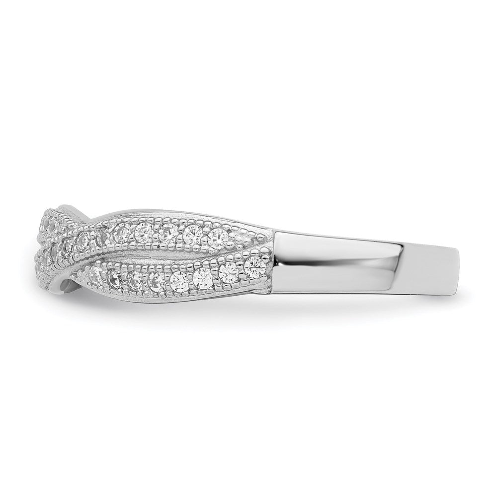 Sterlingsilber Brillant Glut Rhodiniert 48 Stein Kreuz Mikro Pavé Zirkonia Poliert Ring