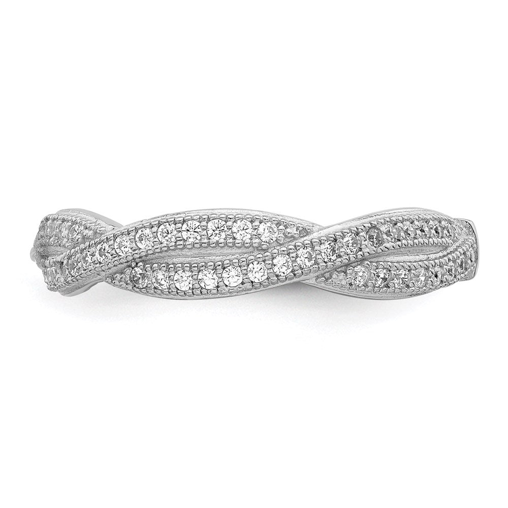 Sterlingsilber Brillant Glut Rhodiniert 48 Stein Kreuz Mikro Pavé Zirkonia Poliert Ring