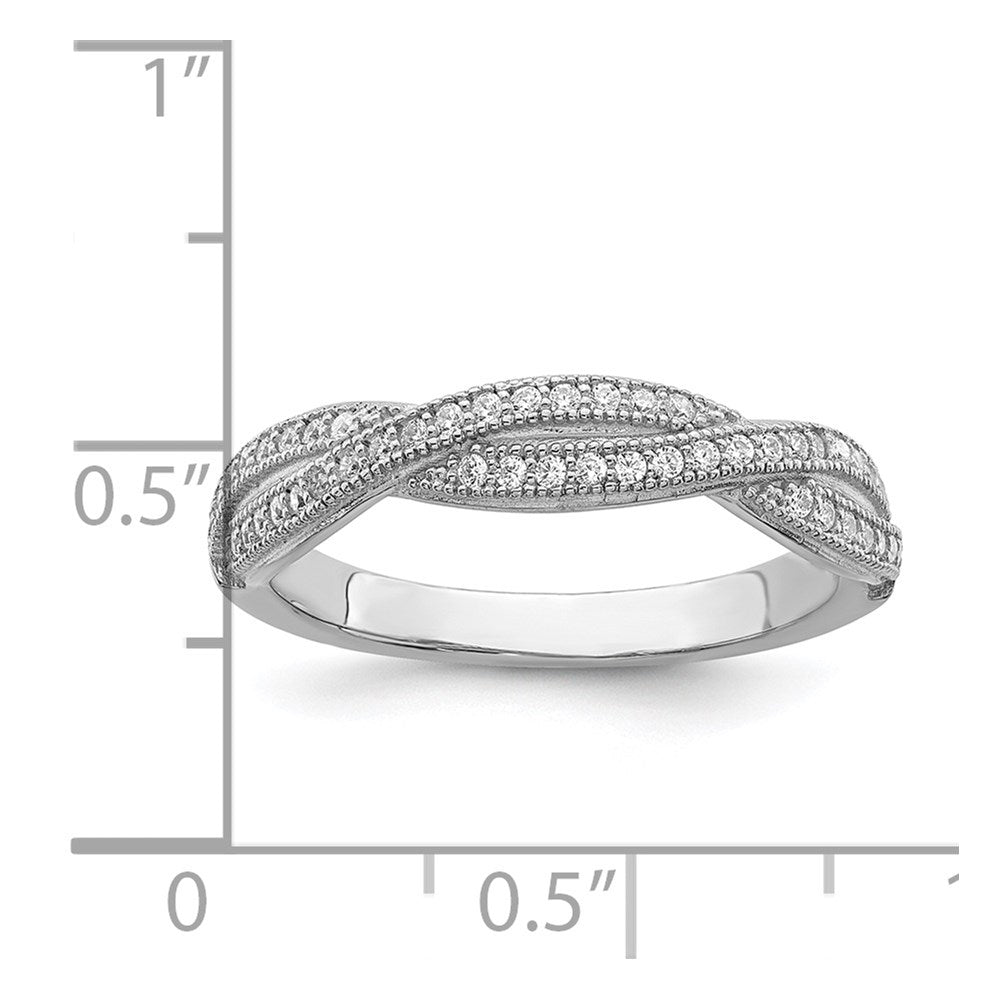 Sterlingsilber Brillant Glut Rhodiniert 48 Stein Kreuz Mikro Pavé Zirkonia Poliert Ring