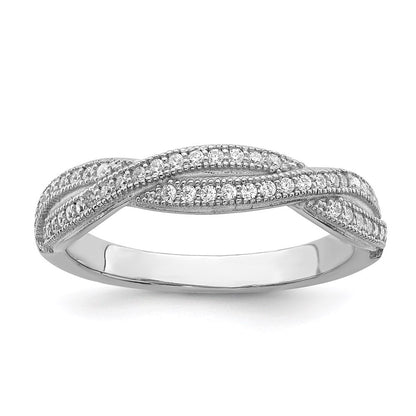 Sterlingsilber Brillant Glut Rhodiniert 48 Stein Kreuz Mikro Pavé Zirkonia Poliert Ring