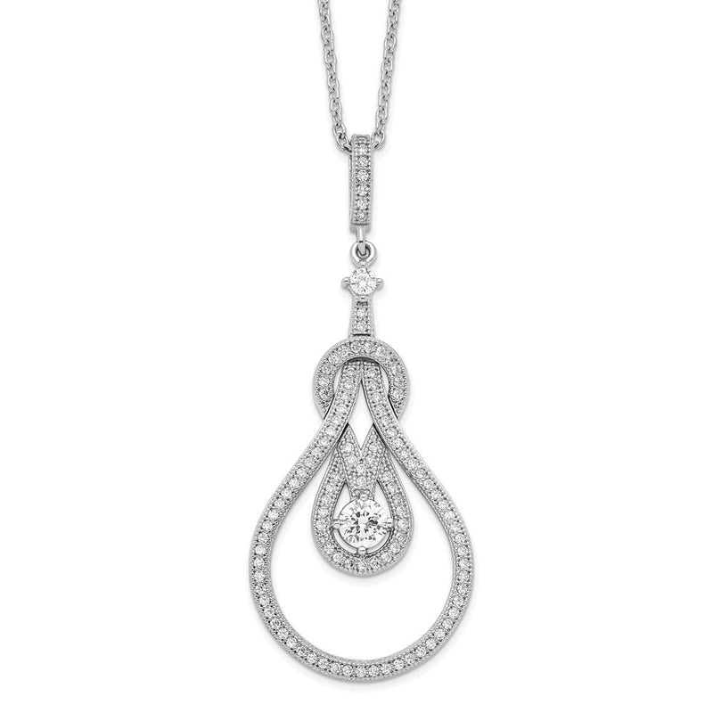 Sterlingsilber Brillant Glut Rhodiniert 109 Stein 18 Zoll Mikro Pavé Zirkonia Poliert Halskette mit 2 Verlängerung