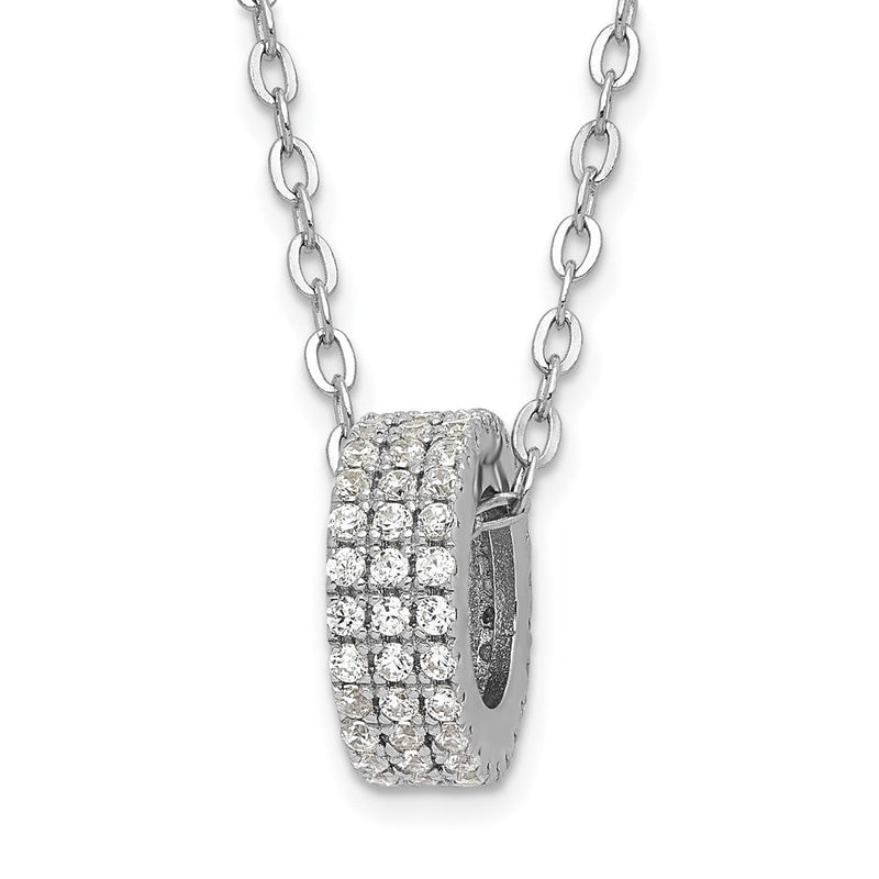 Sterlingsilber & Zirkonia Brillant Glut Poliert Kreis mit 1 Zoll Verlängerung. Halskette
