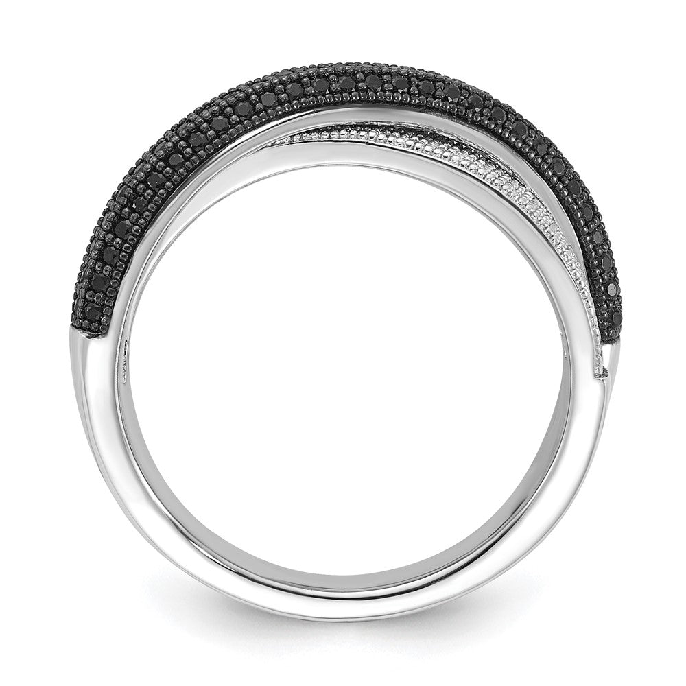 Sterlingsilber Schwarz & Klar Zirkonia X True Feuer Poliert Ring