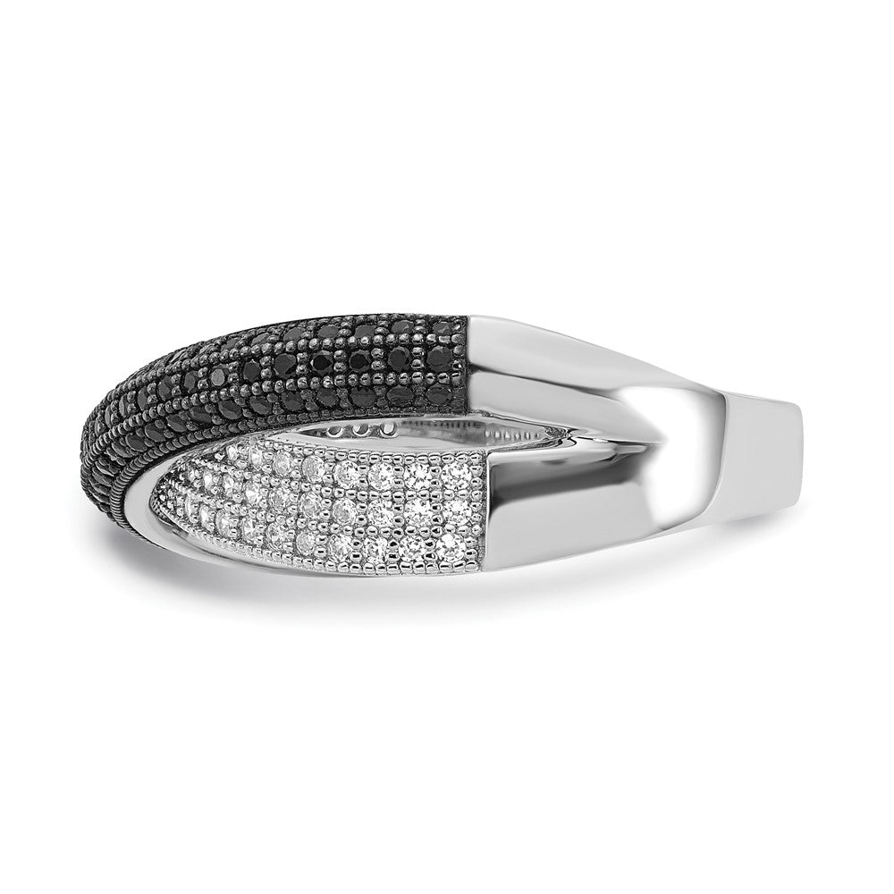 Sterlingsilber Schwarz & Klar Zirkonia X True Feuer Poliert Ring