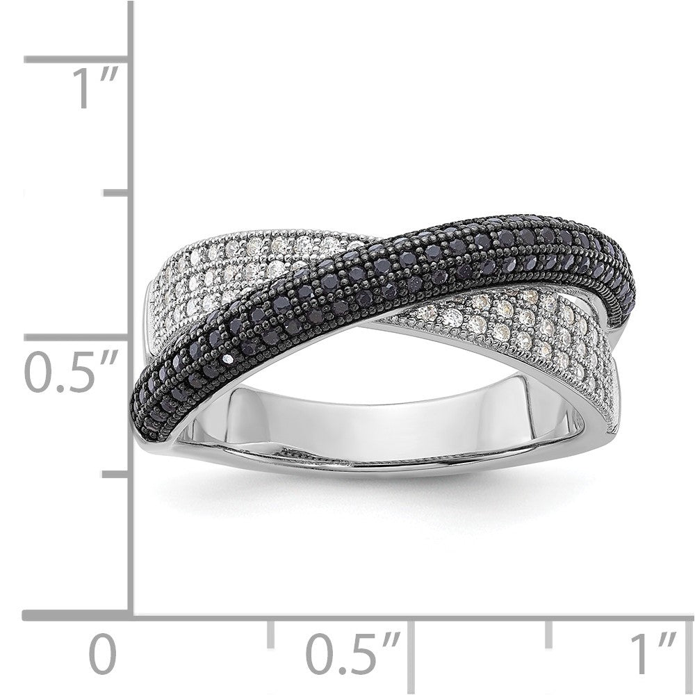 Sterlingsilber Schwarz & Klar Zirkonia X True Feuer Poliert Ring
