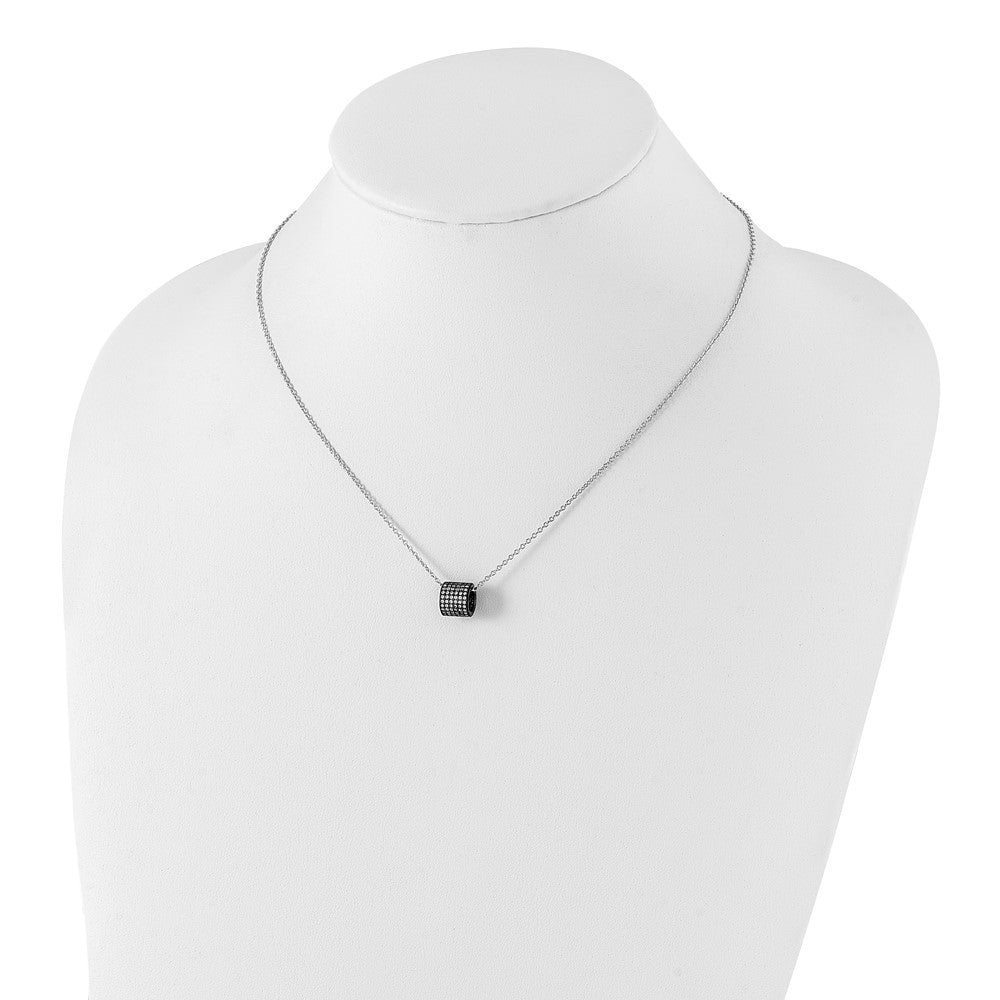 Sterlingsilber Schwarz Rhodium Zirkonia Kreis Perle True Feuer Halskette