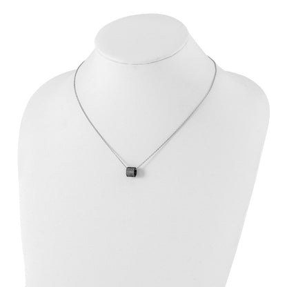 Sterlingsilber Schwarz Rhodium Zirkonia Kreis Perle True Feuer Halskette