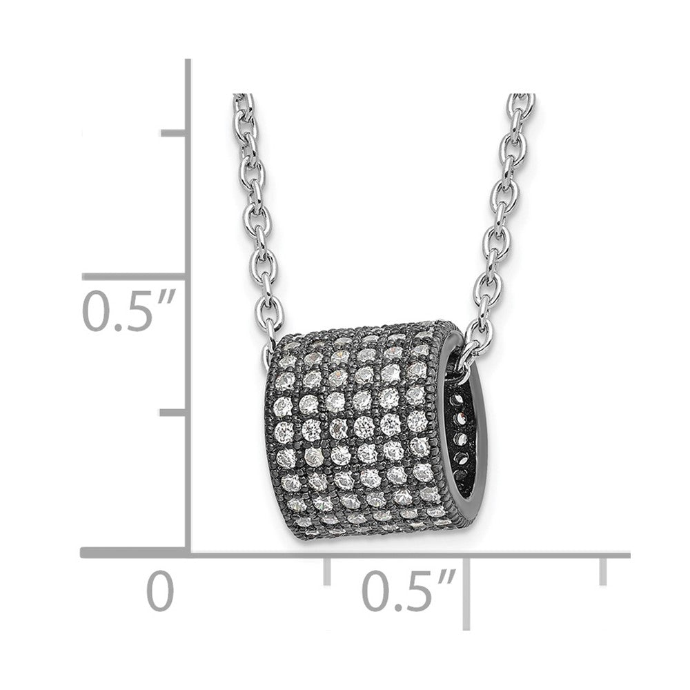 Sterlingsilber Schwarz Rhodium Zirkonia Kreis Perle True Feuer Halskette