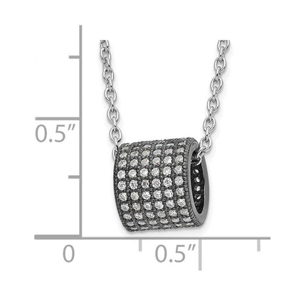 Sterlingsilber Schwarz Rhodium Zirkonia Kreis Perle True Feuer Halskette