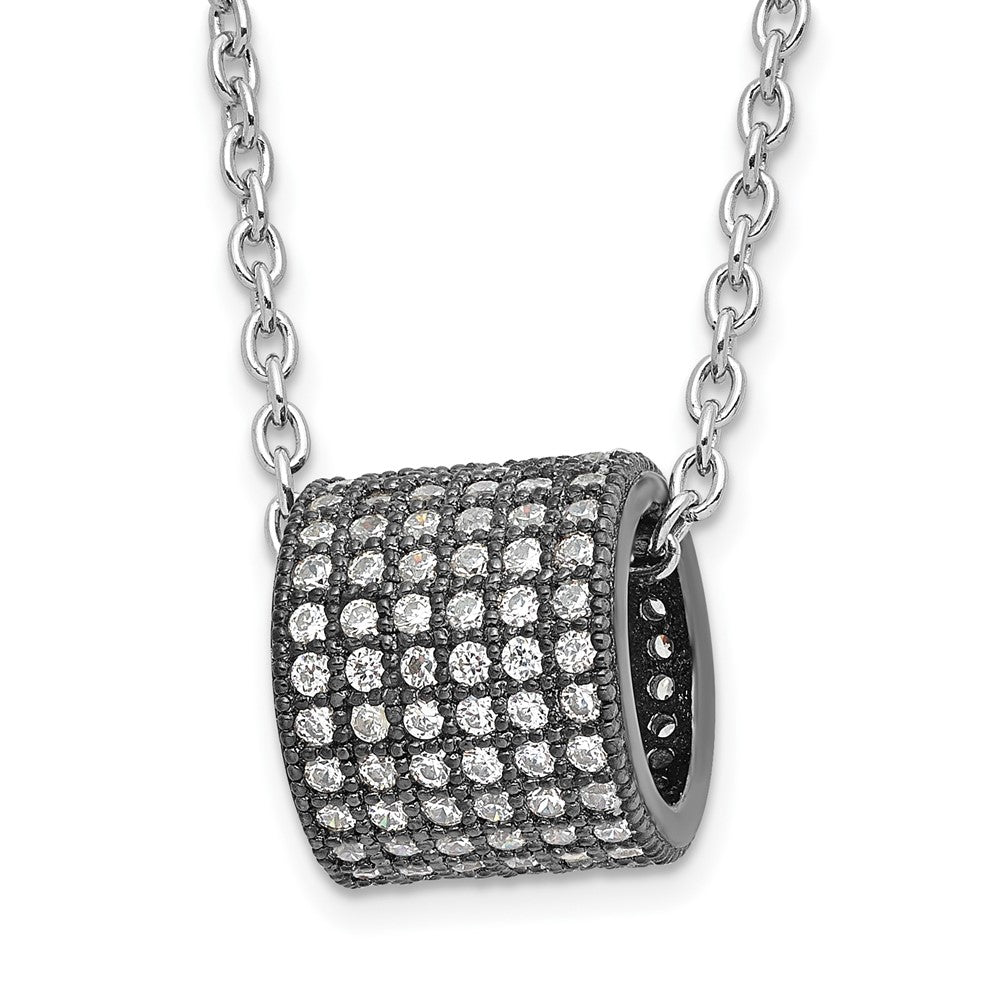 Sterlingsilber Schwarz Rhodium Zirkonia Kreis Perle True Feuer Halskette
