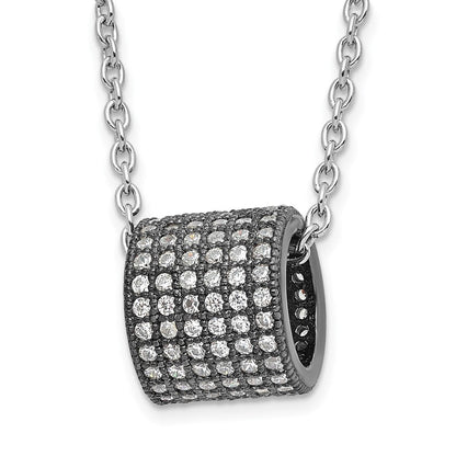 Sterlingsilber Schwarz Rhodium Zirkonia Kreis Perle True Feuer Halskette