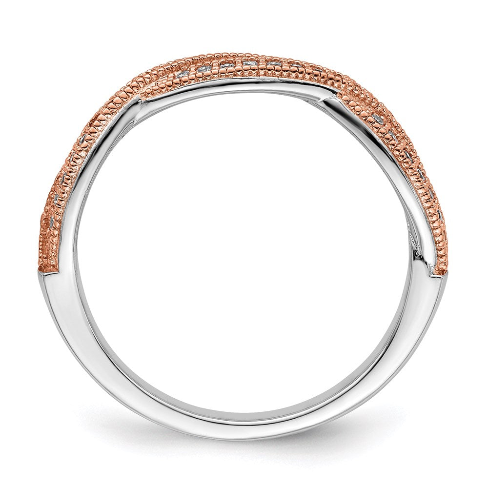 Ss/vergoldet Brillant Glut Sterlingsilber Rose Vergoldet Rhodiniert 48 Stein Kreuz Mikro Pavé Zirkonia Poliert Ring