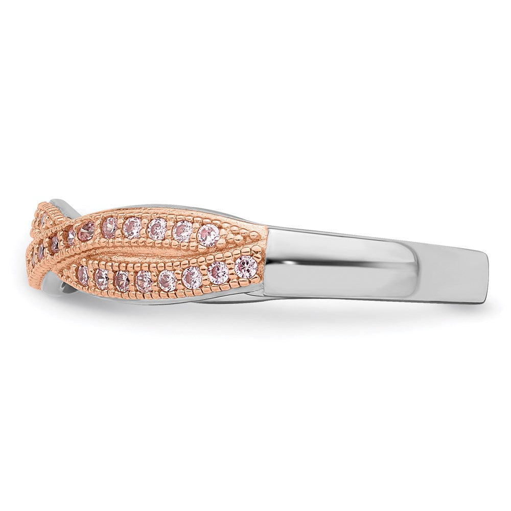 Ss/vergoldet Brillant Glut Sterlingsilber Rose Vergoldet Rhodiniert 48 Stein Kreuz Mikro Pavé Zirkonia Poliert Ring