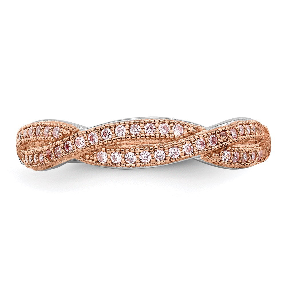 Ss/vergoldet Brillant Glut Sterlingsilber Rose Vergoldet Rhodiniert 48 Stein Kreuz Mikro Pavé Zirkonia Poliert Ring