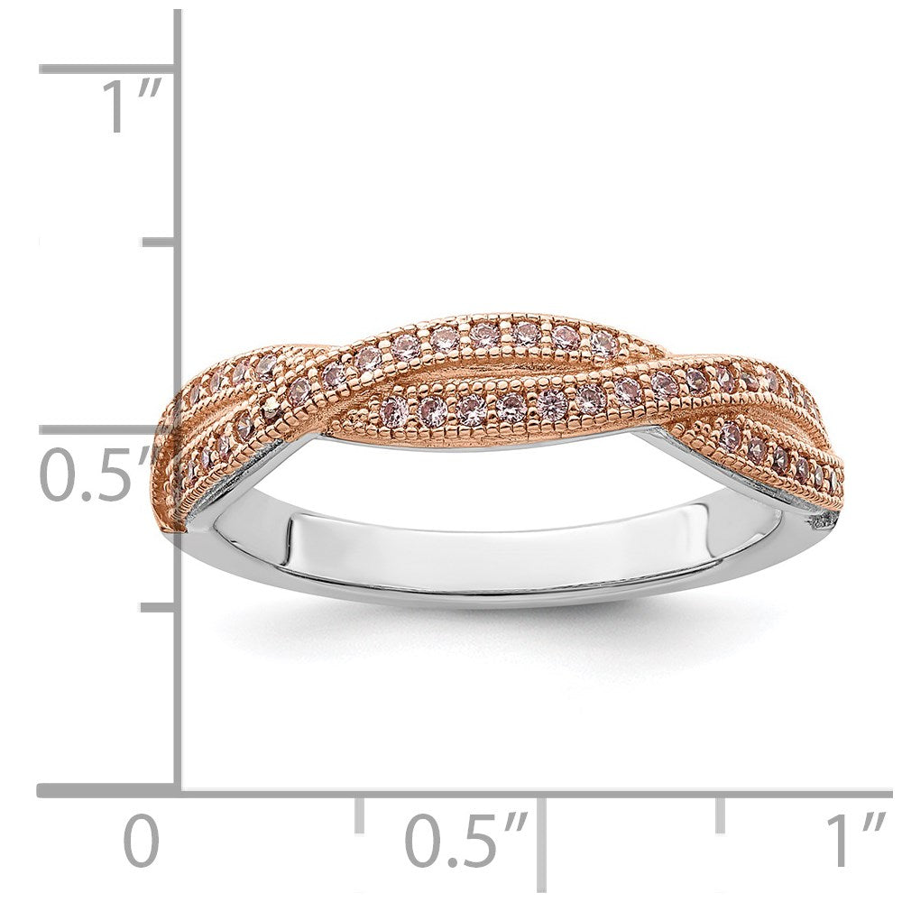 Ss/vergoldet Brillant Glut Sterlingsilber Rose Vergoldet Rhodiniert 48 Stein Kreuz Mikro Pavé Zirkonia Poliert Ring