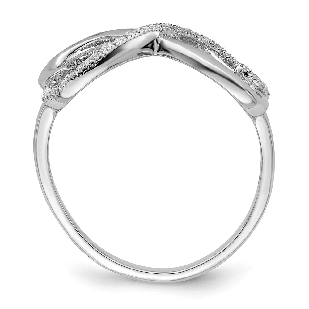 Sterlingsilber Brillant Glut Rhodiniert 20 Stein Mikro Pavé Zirkonia Herz Ring