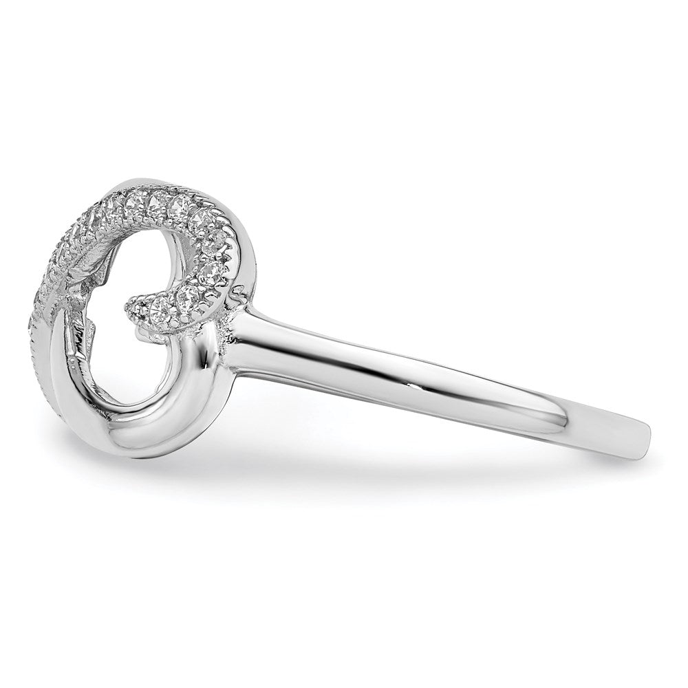 Sterlingsilber Brillant Glut Rhodiniert 20 Stein Mikro Pavé Zirkonia Herz Ring