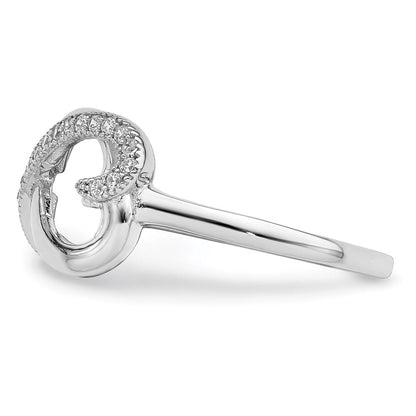 Sterlingsilber Brillant Glut Rhodiniert 20 Stein Mikro Pavé Zirkonia Herz Ring