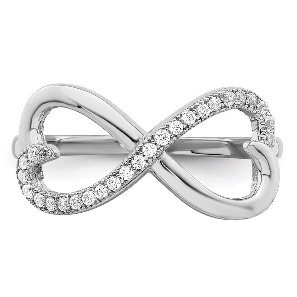 Sterlingsilber Brillant Glut Rhodiniert 20 Stein Mikro Pavé Zirkonia Herz Ring