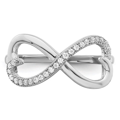 Sterlingsilber Brillant Glut Rhodiniert 20 Stein Mikro Pavé Zirkonia Herz Ring