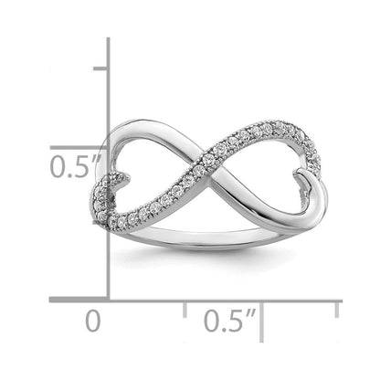 Sterlingsilber Brillant Glut Rhodiniert 20 Stein Mikro Pavé Zirkonia Herz Ring