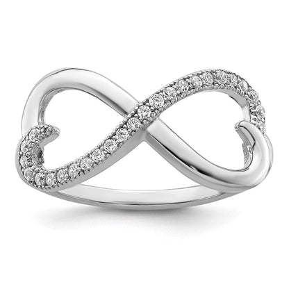 Sterlingsilber Brillant Glut Rhodiniert 20 Stein Mikro Pavé Zirkonia Herz Ring