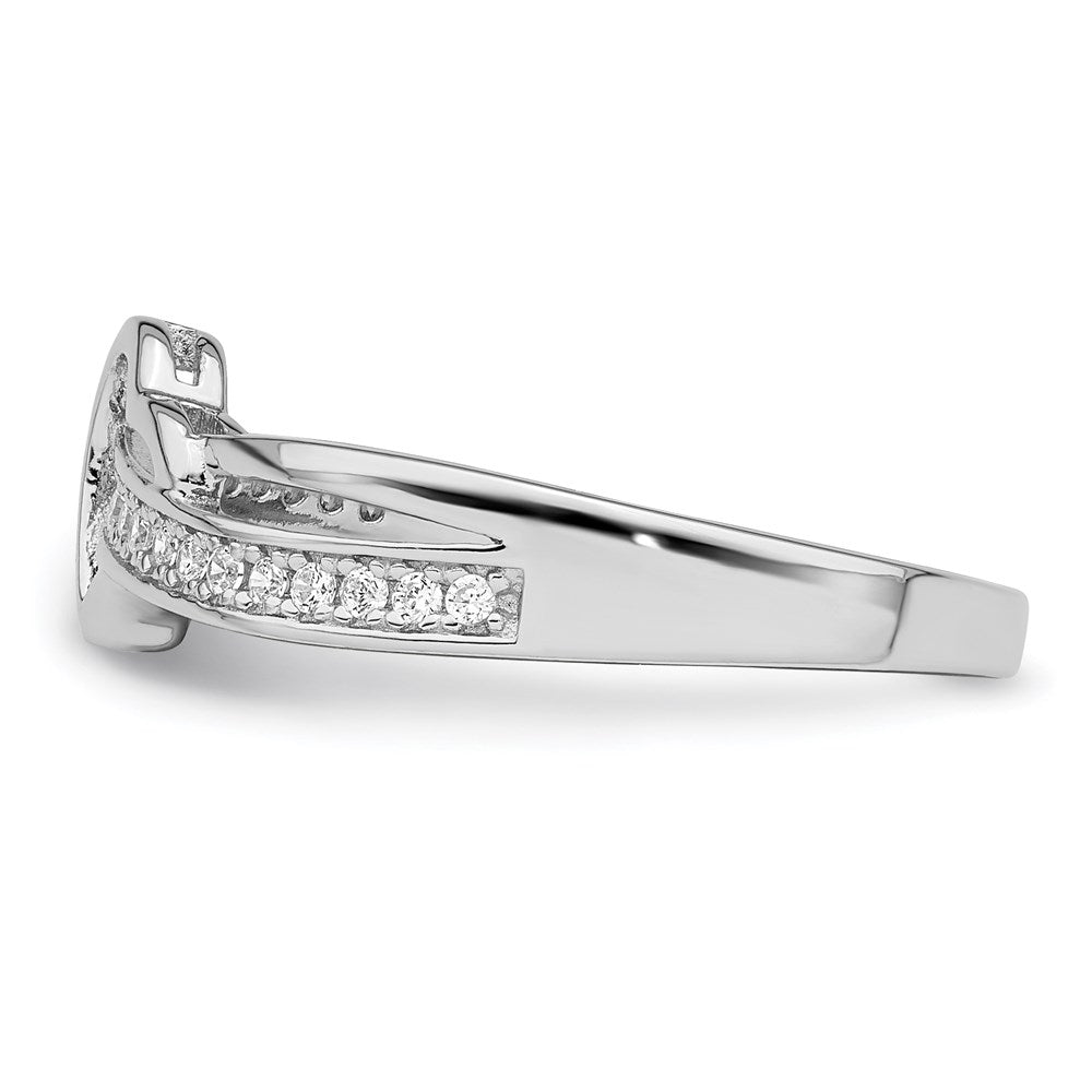 Sterlingsilber Brillant Glut Rhodiniert 20 Stein Mikro Pavé Zirkonia Herz Ring