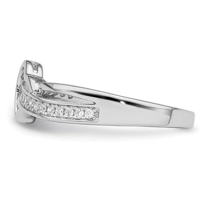 Sterlingsilber Brillant Glut Rhodiniert 20 Stein Mikro Pavé Zirkonia Herz Ring