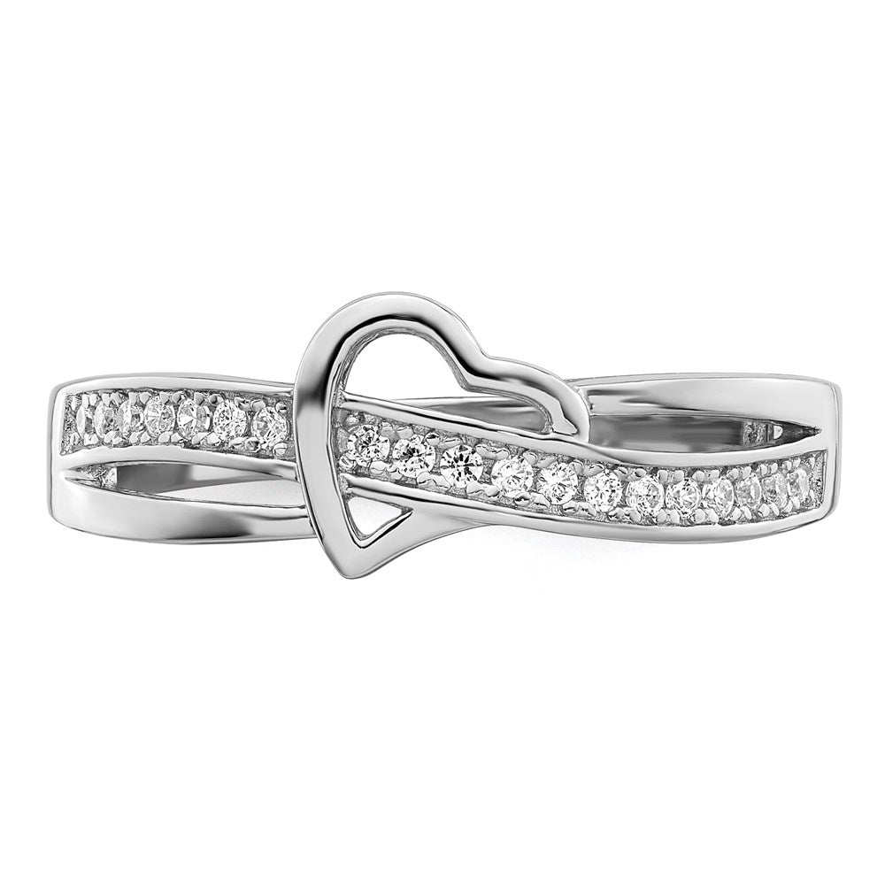 Sterlingsilber Brillant Glut Rhodiniert 20 Stein Mikro Pavé Zirkonia Herz Ring
