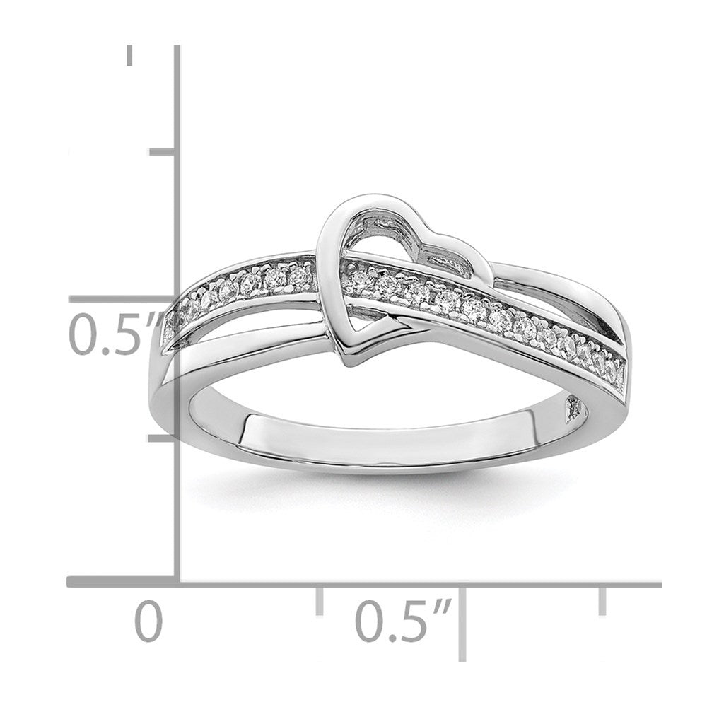 Sterlingsilber Brillant Glut Rhodiniert 20 Stein Mikro Pavé Zirkonia Herz Ring