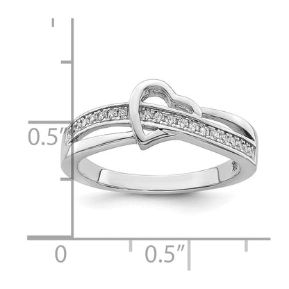 Sterlingsilber Brillant Glut Rhodiniert 20 Stein Mikro Pavé Zirkonia Herz Ring
