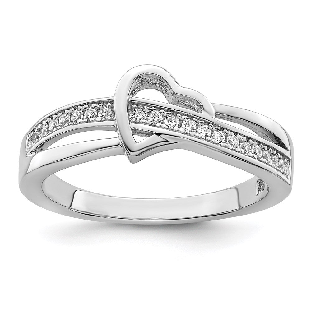 Sterlingsilber Brillant Glut Rhodiniert 20 Stein Mikro Pavé Zirkonia Herz Ring