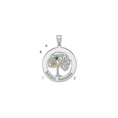 Sterlingsilber Silber/rhodiniert 2 Geburtsstein mit 14K Zargenfassung Anhänger