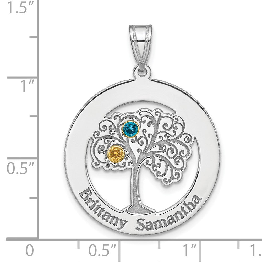 Sterlingsilber Silber/rhodiniert 2 Geburtsstein mit 14K Zargenfassung Anhänger