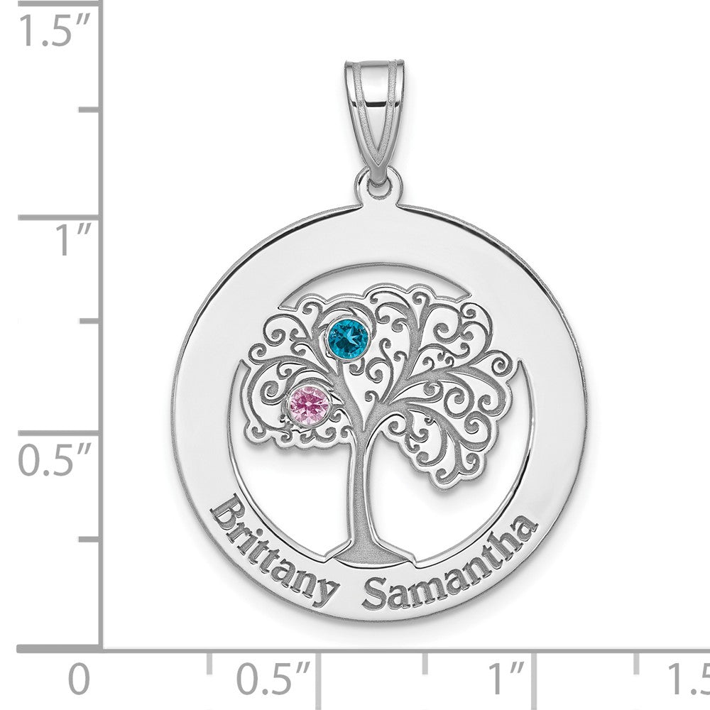 Sterlingsilber Silber/rhodiniert 2 Geburtsstein mit Ss Zargenfassung Anhänger