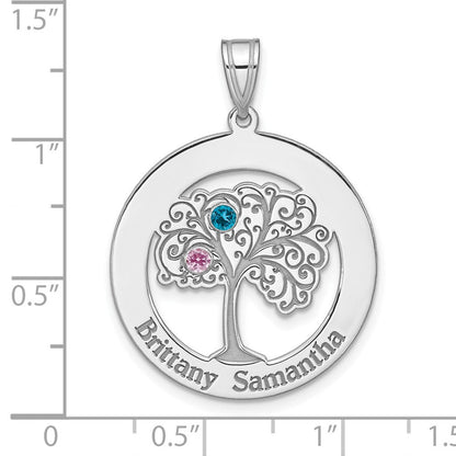 Sterlingsilber Silber/rhodiniert 2 Geburtsstein mit Ss Zargenfassung Anhänger